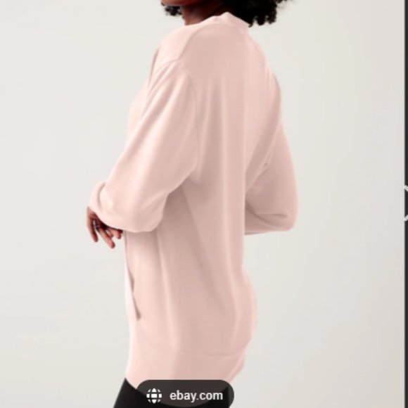 NWT Athleta Purana V Neck Wrap Sweatshirt, Pink, Size XS - Picture 2 of 4